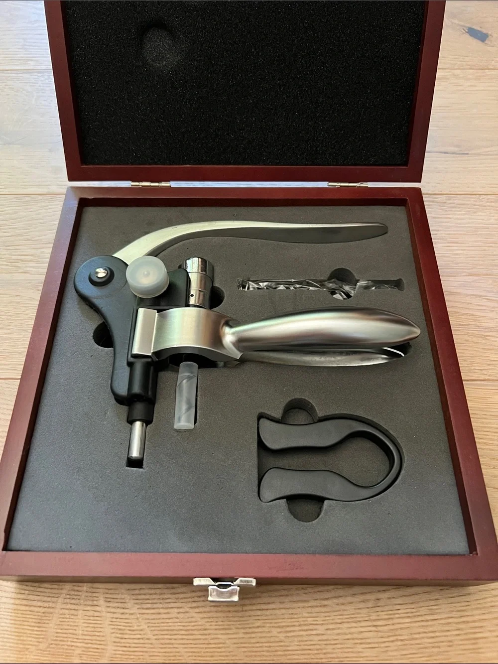 New Stainless Steel Lever Corkscrew Wine Opener in Case